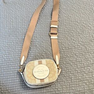 Coach Beige and White Crossbody Bag